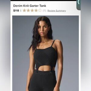 ALO Yoga Black Denim Knit Garter Crop Top